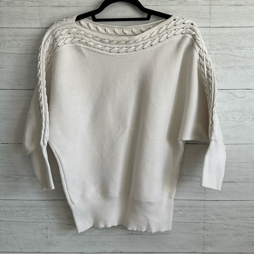 White House Black Market Lace Up Dolman Pullover Sweater | SIZE S
